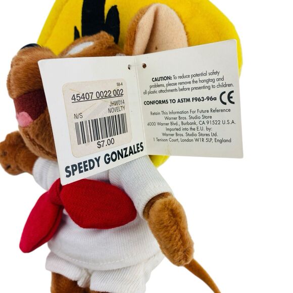 Looney Tunes SPEEDY GONZALES Bean Bag Plush Stuffed Toy w/ WB Store Tag 2000 Y2K - Picture 7 of 9